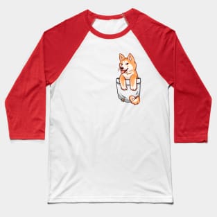 Pocket Cute Akita Puppy Baseball T-Shirt